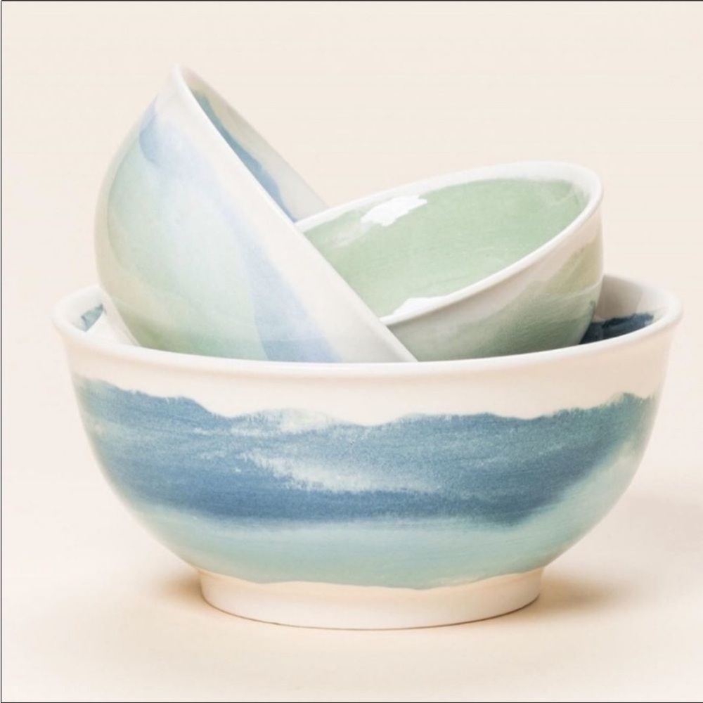 Anthropologie Pepper & Vetiver oceanic nesting bowl set